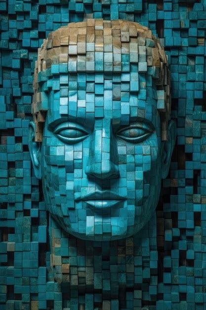 Premium Ai Image A Blue And Brown Statue