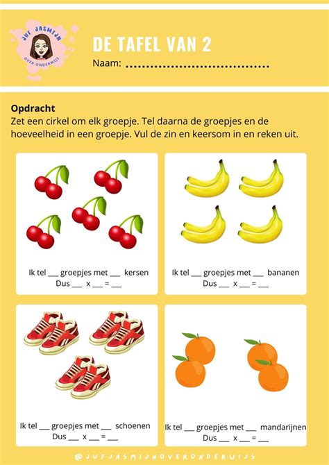 Tafel Van Werkboekje Juf Jasmijn Over Onderwijs