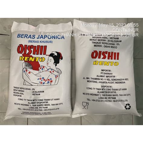 Jual Beras Jepang Japonica Rice Merek OISHII BENTO 25 Kg Shopee