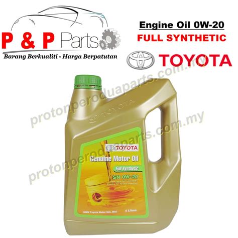 Toyota 0w 20 Fully Synthetic Engine Oil 4 Litres Minyak Enjin Hitam