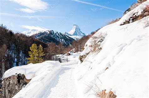 Foto De Zermatt Matterhorn Furi Zmutt Wanderweg Winterwanderung