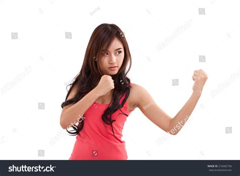 Portrait Female Fighter Boxer Punching Pose Stock Photo 216402736 ...