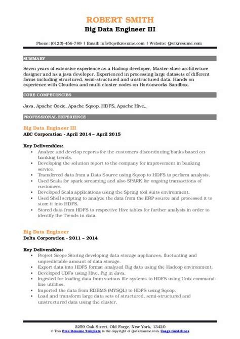 10 Big Data Engineer Resume Samples Templates For 2025