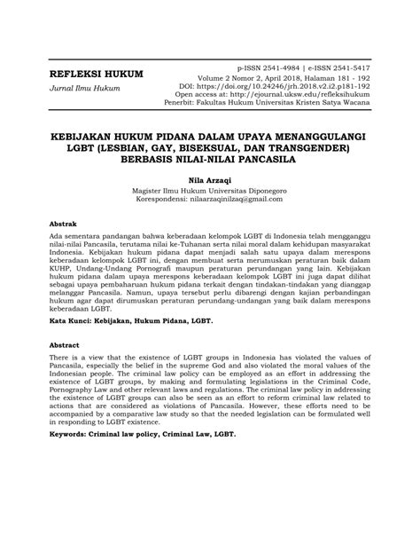 PDF KEBIJAKAN HUKUM PIDANA DALAM UPAYA MENANGGULANGI LGBT LESBIAN