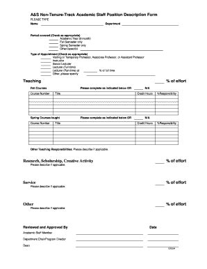 Fillable Online Arts Sciences Und A S Non Tenure Track Academic Staff