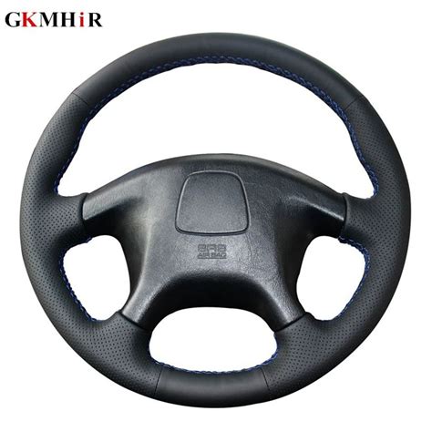 Black Genuine Leather Diy Hand Stitched Car Steering Wheel Cover For