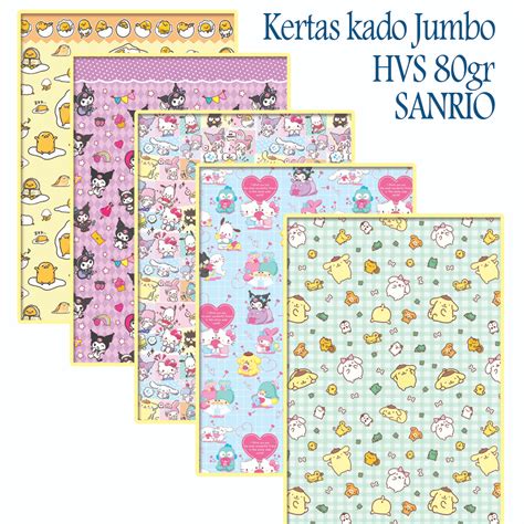 Jual Murah 1set Isi 25lembar Kertas Kado Jumbo Sanrio Bungkus Kado