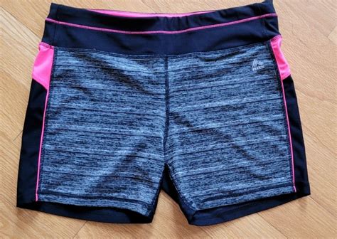 Rbx Womens Size Xl Yoga Compression Stretch Workout Shorts Pink Gray