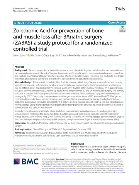 Pdf Zoledronic Acid For Prevention Of Bone And Muscle Loss After