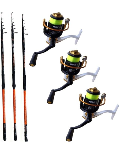 KIT 3 CANNE SURFCASTING 3 MULINELLI 7000 PESCA SURF CASTING