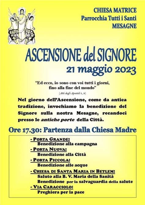 Ascensione Del Signore Oggi A Mesagne Mesagnesera It