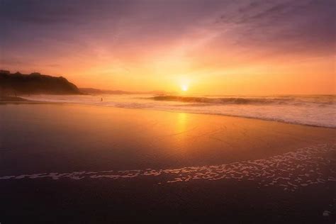 Red Sunset Of Sopelana Beach Stock Photo Mimadeo 187872710