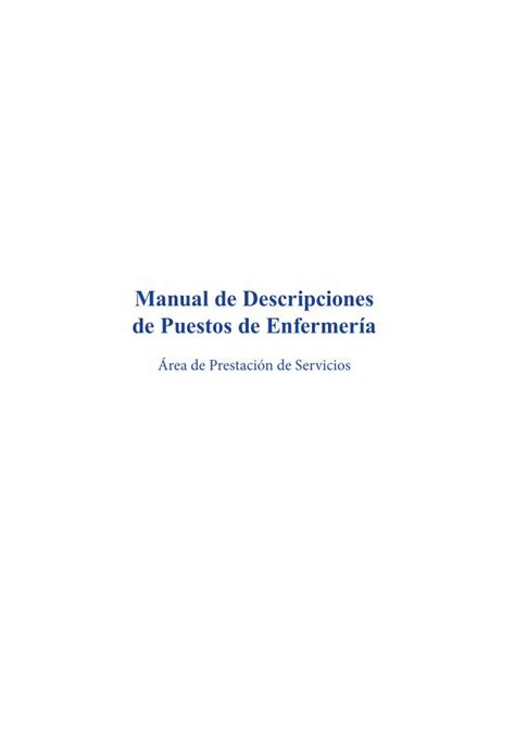 Pdf Manual De Descripciones De Puestos De Enfermería Dokumentips