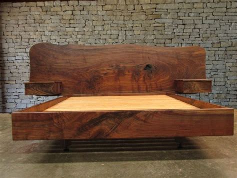 Handmade Claro Walnut Slab Headboard, Bed, California King Frame And ...