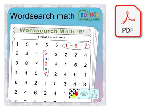 12 fun Wordsearch Math puzzle grids to download