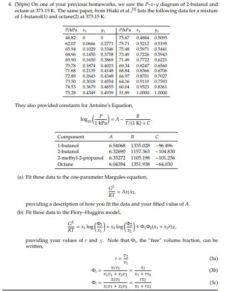 Fit These Data To The One Parameter Margules Chegg