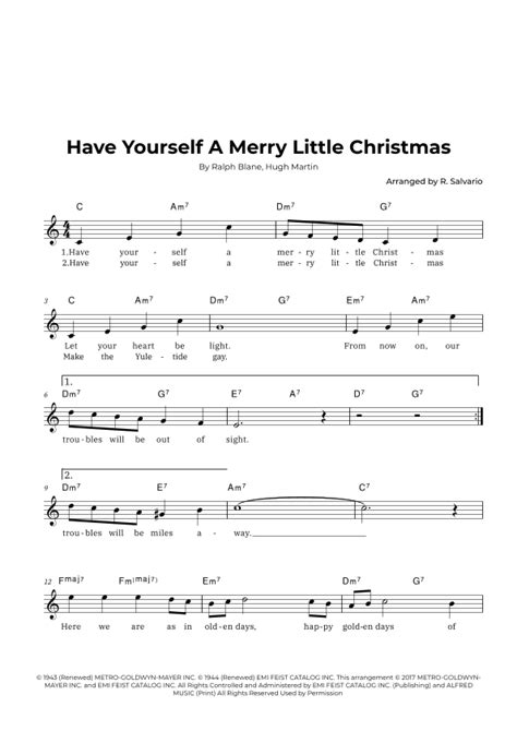 Have Yourself A Merry Little Christmas Arr R Salvario By Barry Manilow Sheet Music For Lead