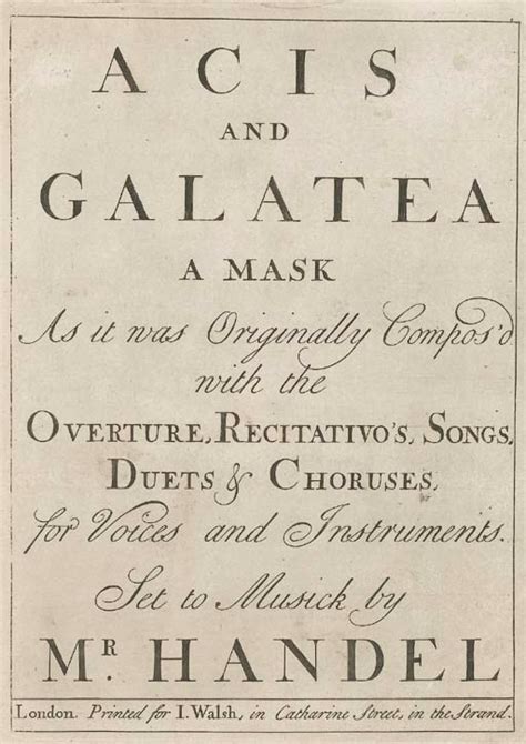 Handel Georg Frederick Acis And Galatea A Mask Londra Walsh [1743]