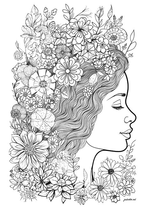 Rostro De Mujer De Perfil Rodeada De Flores P Ginas De Flores Y