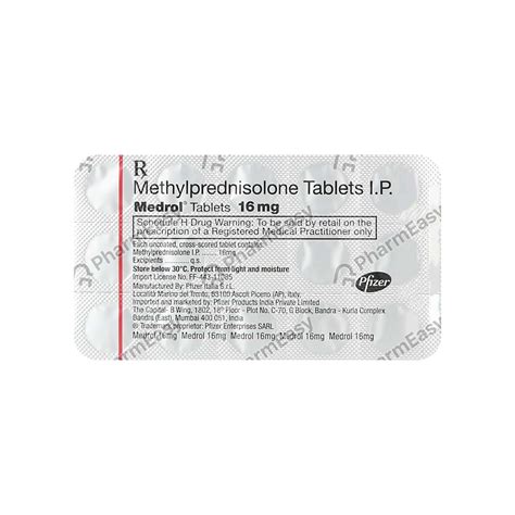 Medrol 16 Mg Tablet 14 Uses Side Effects Dosage Composition