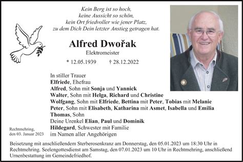 Traueranzeigen Von Alfred Dworak Trauer Merkur De