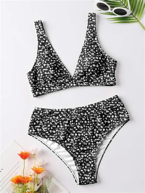 Shein Swim Vcay Ditsy Floral High Waisted Bikini Swimsuit Shein Usa