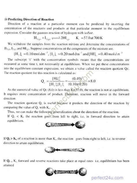 Chemical Equilibrium Punjab Board Class 10 Chemistry Notes Chapter 9