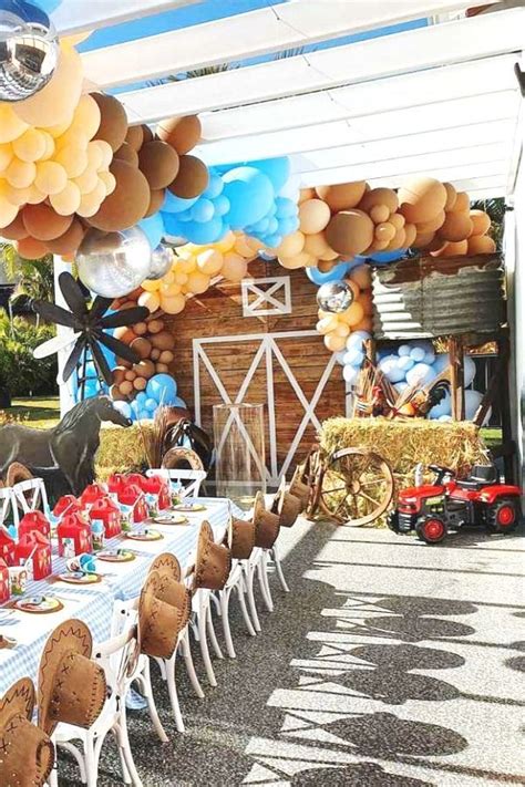 Farm Themed 1st Birthday Birthday Party Ideas Photo 1 Of 9 Cowboy Birthday Party Decorations