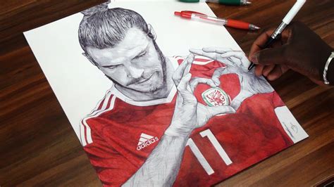 Gareth Bale Pen Drawing Wales DeMoose Art YouTube