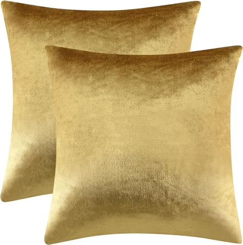 Gold Velvet Decorative Throw Pillow Covers 18x18 Pillow Covers For