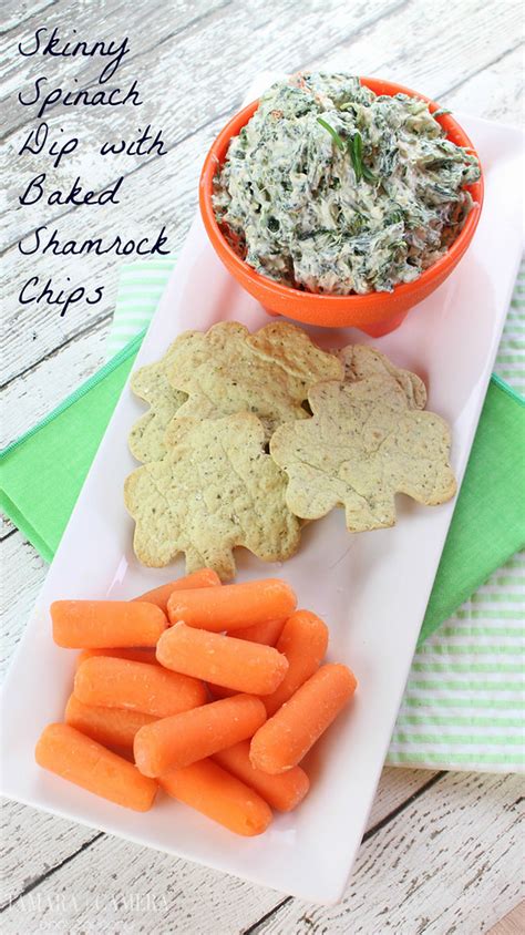 Lighter Spinach Dip With Baked Shamrock Chips Tamara Like Camera