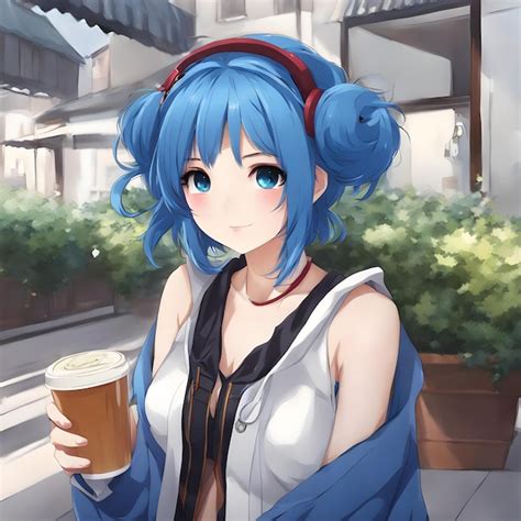 Premium Ai Image Anime Girl Blue Hair Waifu