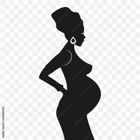 Silhouette Of A Pregnant Woman Isolated On A Transparent Background A