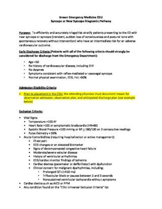 Cdu Syncope Treatment Pathway Brown Physicians Inc