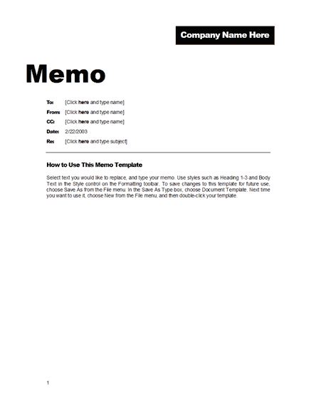 Memo Format Microsoft Word Templates