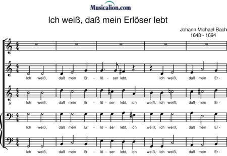 Ich weiß dass mein Erlöser lebt Johann Michael Bach Noten zum Download