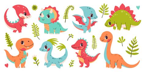 Linda Dinosaurio Colocar Clipart Conjunto De Linda De Colores