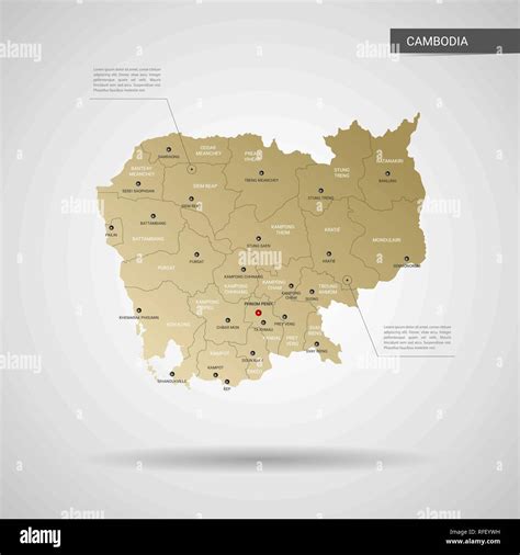 Vector estilizados Mapa de Camboya Infografía 3d oro ilustración mapa