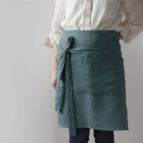 Grey Cafe Apronlinen Half Apronunisex Linen Apronchef Etsy Cafe