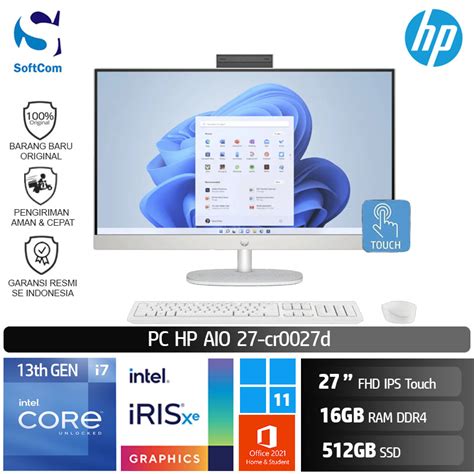 Jual HP PC AIO 27 Cr0027d I7 1355U 16GB 512GB SSD 27 FHD IPS Touch W11