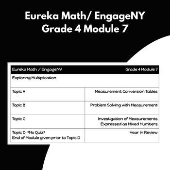 Eureka Math EngageNY Grade 4 Module 7 Topic Quizzes By Kelsey Smith