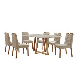 Conj Sala De Jantar Mesa Florença Madeira Maciça 180x90 Tampo