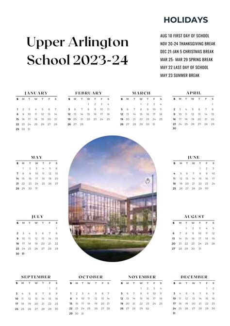 Upper Arlington Schools Calendar Holidays 2023-2024 (UASD)