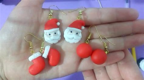 Aretes Navideños En Porcelana Fría Pasta Flexible Youtube