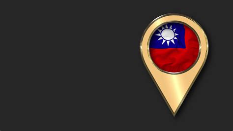 Taiwan Gold Location Icon Flag Seamless Looped Waving Space On Left