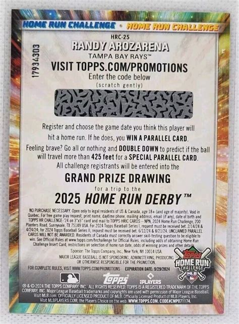 2024 Randy Arozarena Topps Series 1 Home Run Challenge EBay