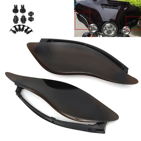 Pair Smoke Abs Side Wings Air Deflectors For Harley Davidson Touring