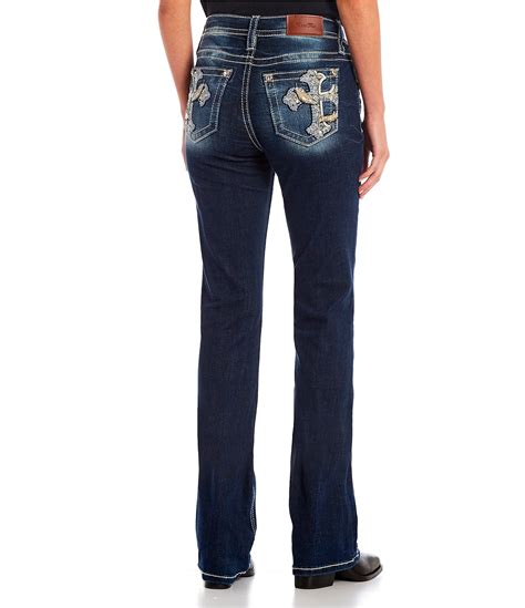 Miss Me Mid Rise Embroidered Cross Pocket Bootcut Jeans Dillards