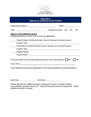 Fillable Online Appendix E Request For Additional Duties Stipend Fax