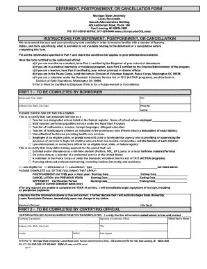 Msu Deferment Form Fill Online Printable Fillable Blank PdfFiller